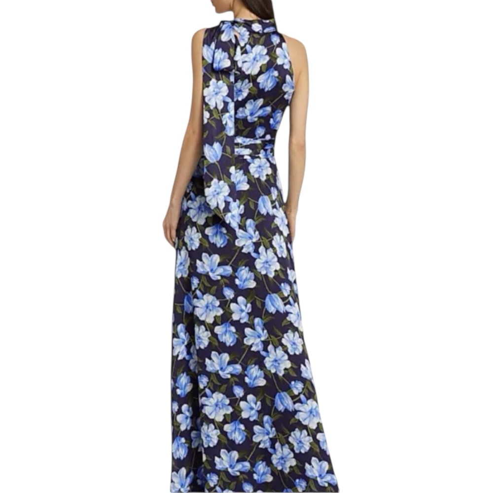 Blue Floral Halter Maxi Dress - Picture 3 of 10
